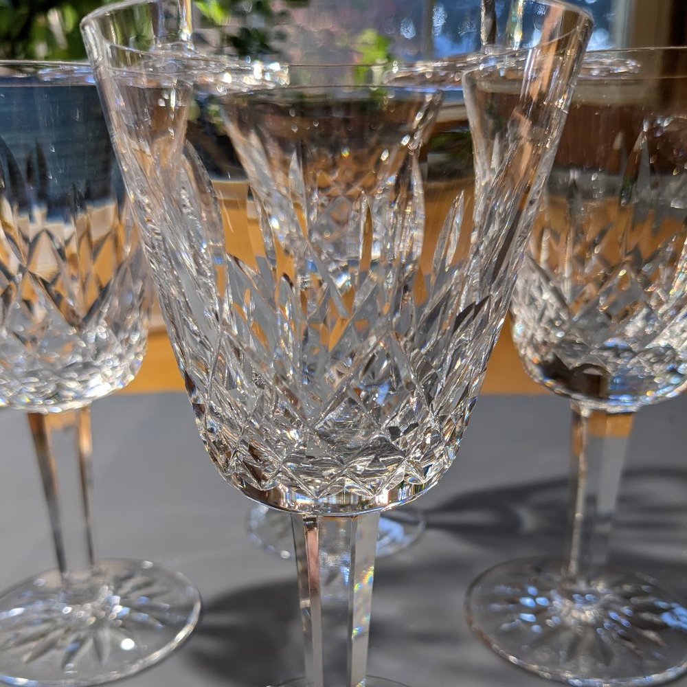 Waterford Crystal Vtg. Lismore Pattern White Wine Glasses Six  Wine/Cheese Party